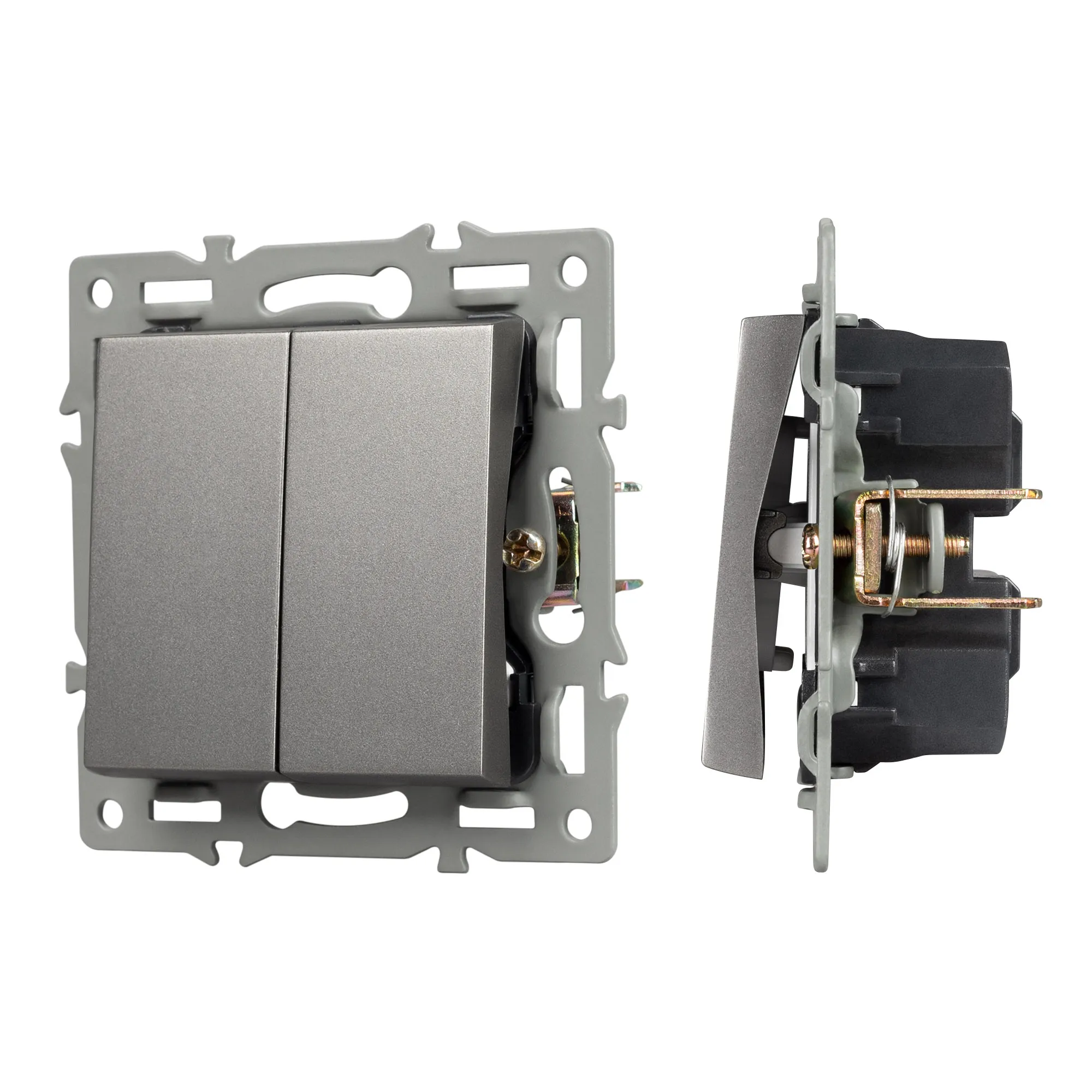 Механизм выключателя двухклавишный непроходной SWT-MK02-PL-GR (250V, 16A) (Arlight, -)